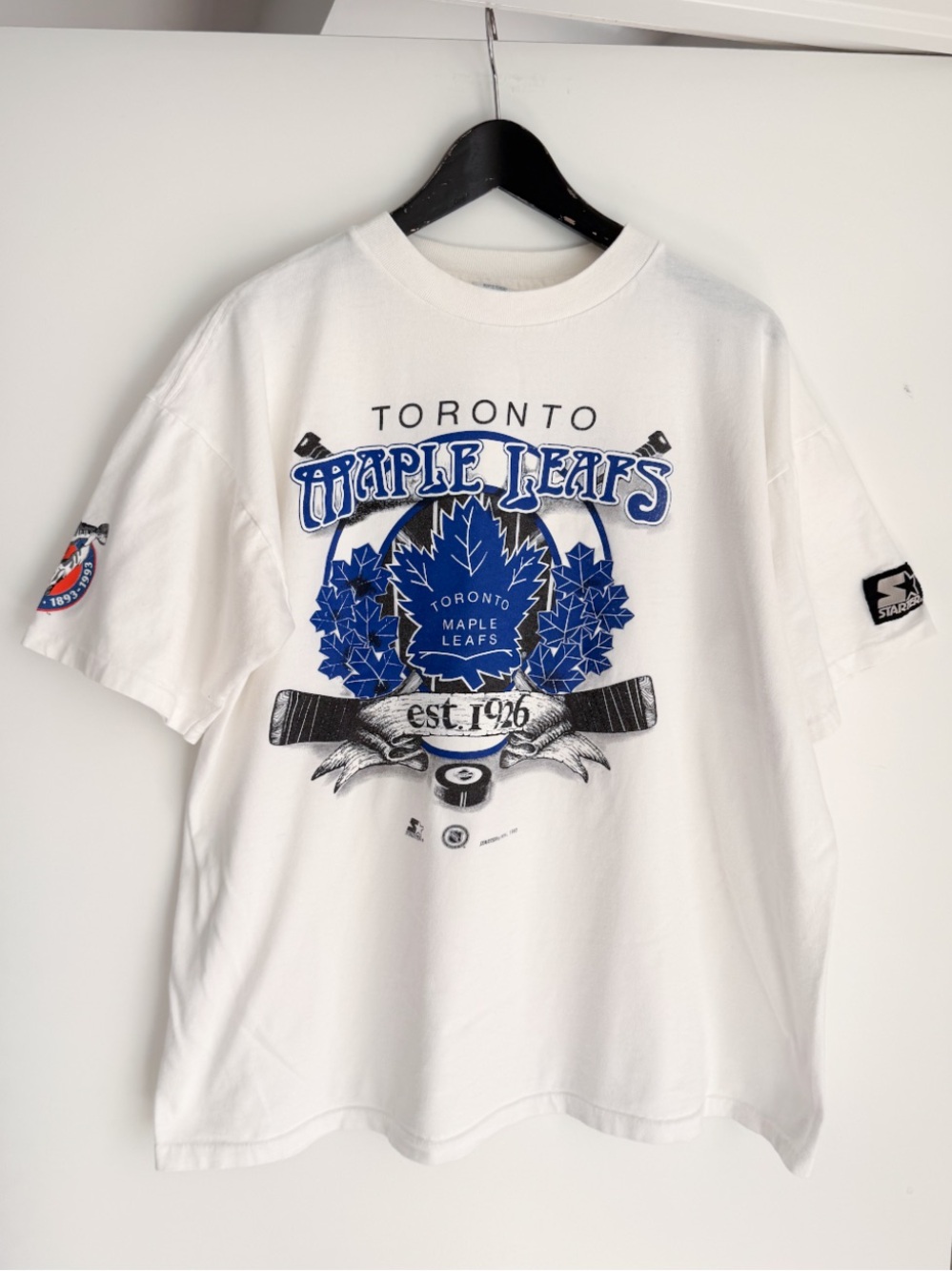 Vtg 90s Starter Toronto Maple Leafs Tee Large 1993 Stanley Cup Centennial Boxy
